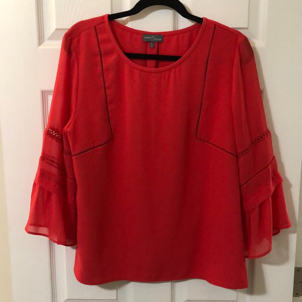 Market & Spruce Blouse with 3/4 Bell Sleeve